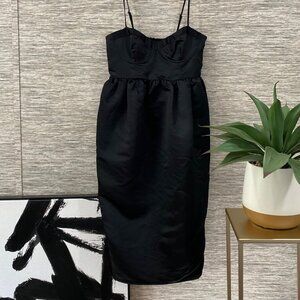 Future Collective Black Satin Bustier Midi Dress Spaghetti Straps - Recycled